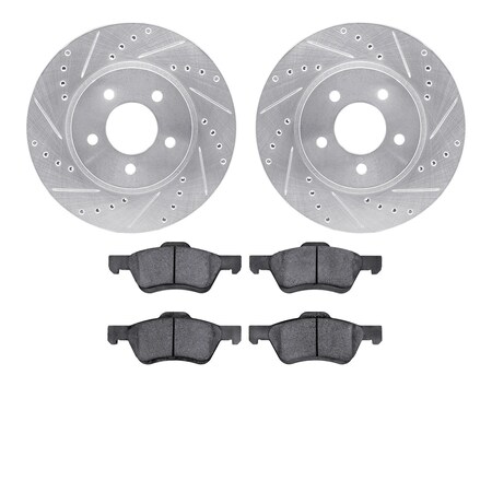 Dynamic Friction Co 7502-54173, Rotors-Drilled and Slotted-Silver with 5000 Advanced Brake Pads, Zinc Coated 7502-54173